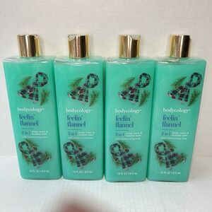 Bodycology Feelin Flannel Body Wash 4 Bottles 16oz Shea Butter Vitamin E New